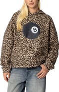 EDIKTED 8 Ball Leopard Print Oversize Graphic Hoodie