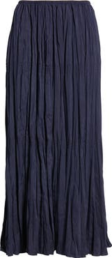 Eileen Fisher Smocked Silk Midi Skirt