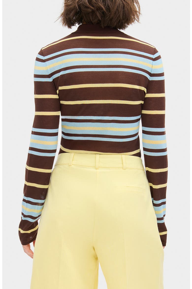 Sue Ellen Stripe Button-Up Top, Alternate, color, BROWN STRIPE