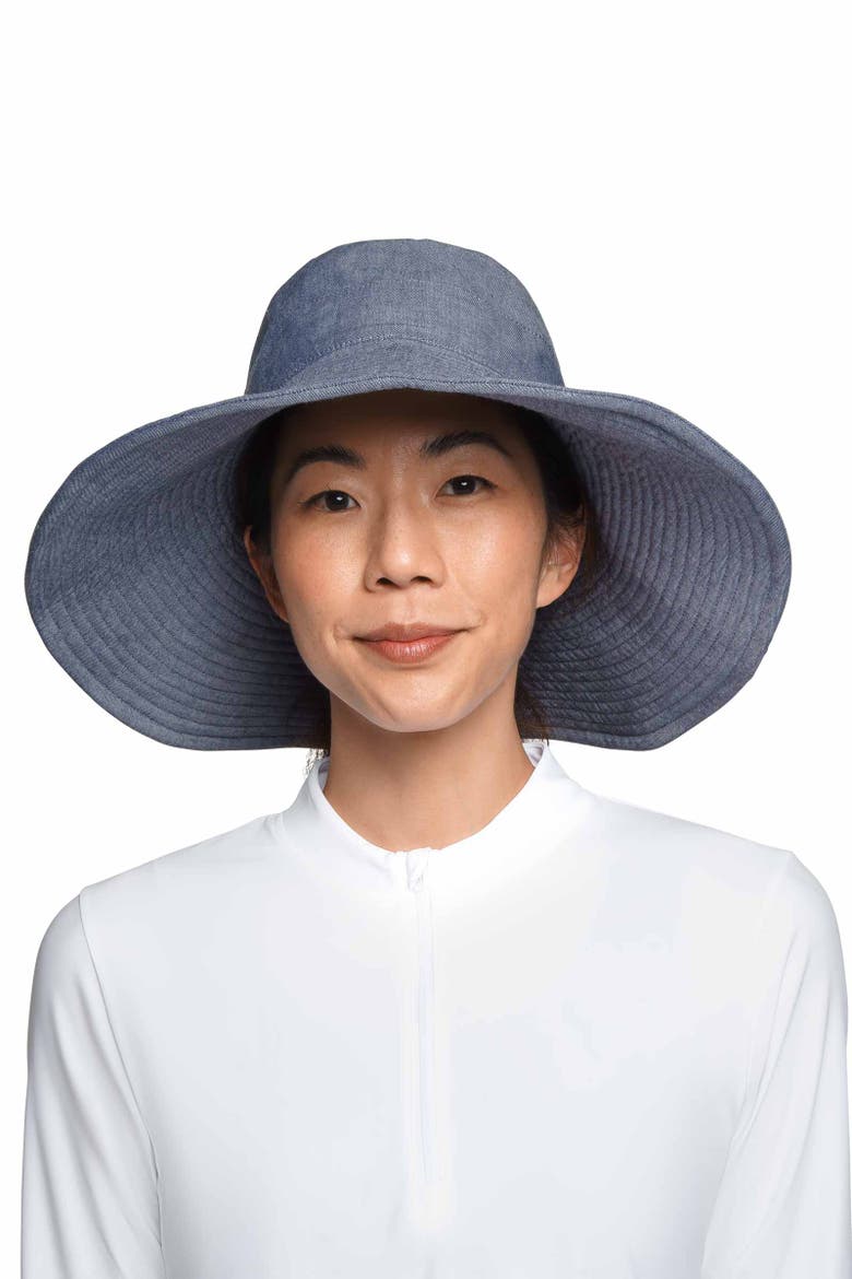 Women's Brittany Beach Hat, UPF 50+ Sun Protection, Alternate, color, Denim Blue Chambray