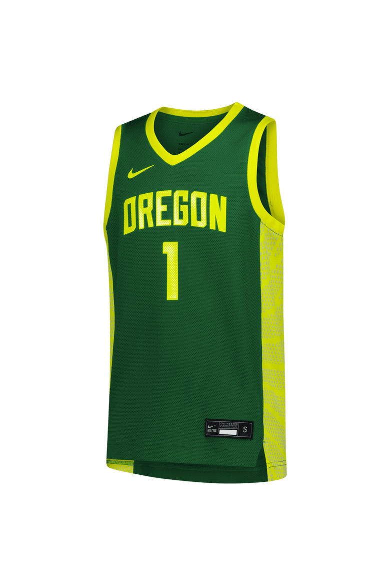 Youth Nike #1 Green Oregon Ducks Replica Basketball Jersey, Alternate, color, Green