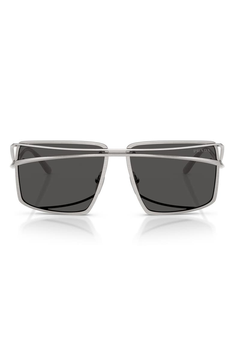 Prada 58mm Irregular Sunglasses, Main, color, Silver Vintage / Dark Grey