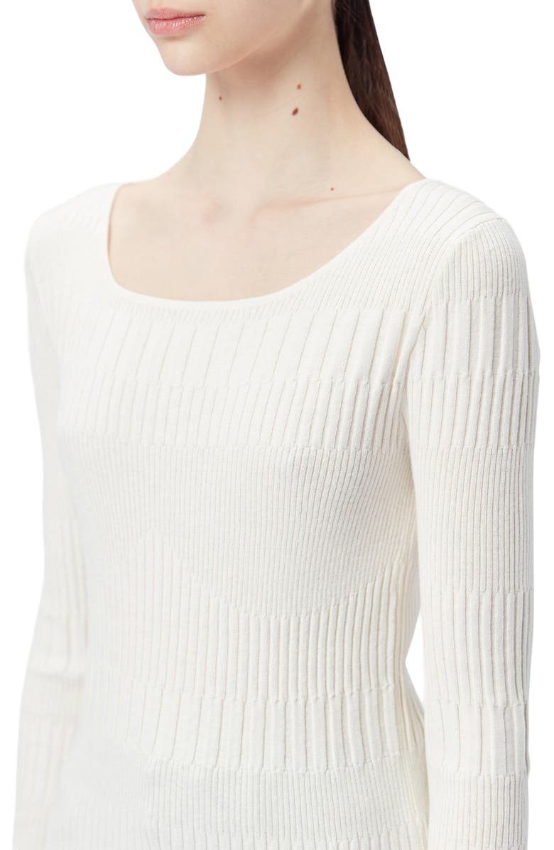 GOBI Mongolian Cashmere Ribbed Cotton Silk Cashmere Blend Sweater, Alternate, color, Whisper White