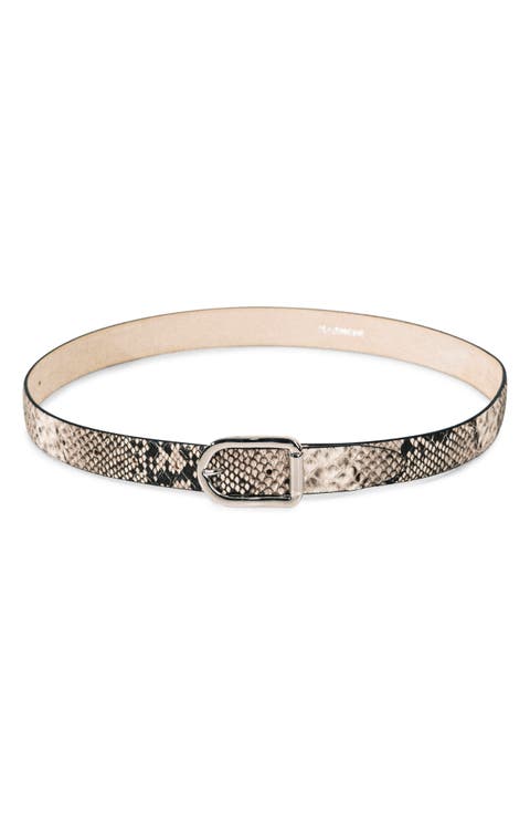 Mija Snakeskin Print Leather Belt