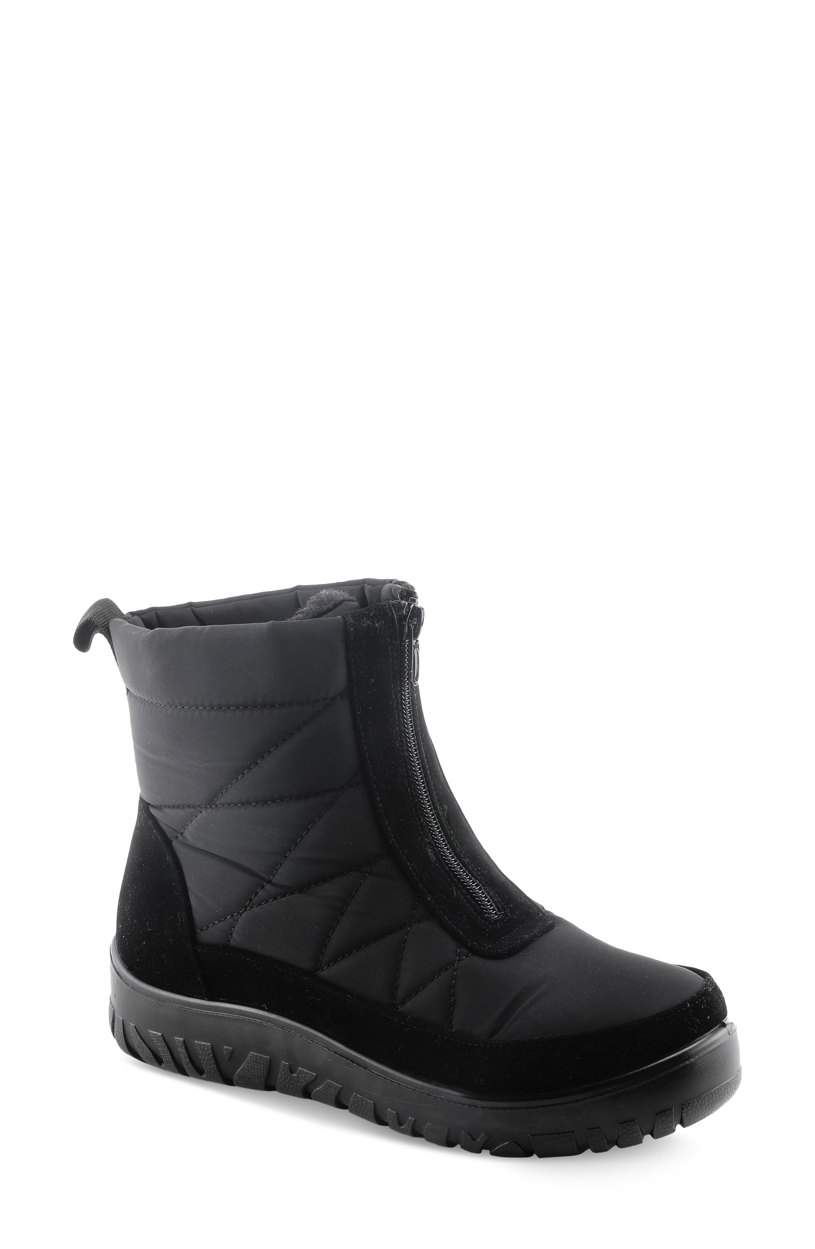 Flexus by Spring Step Lake Effect Waterproof Faux Fur Lined Quilted Snow Bootie, Main, color, 