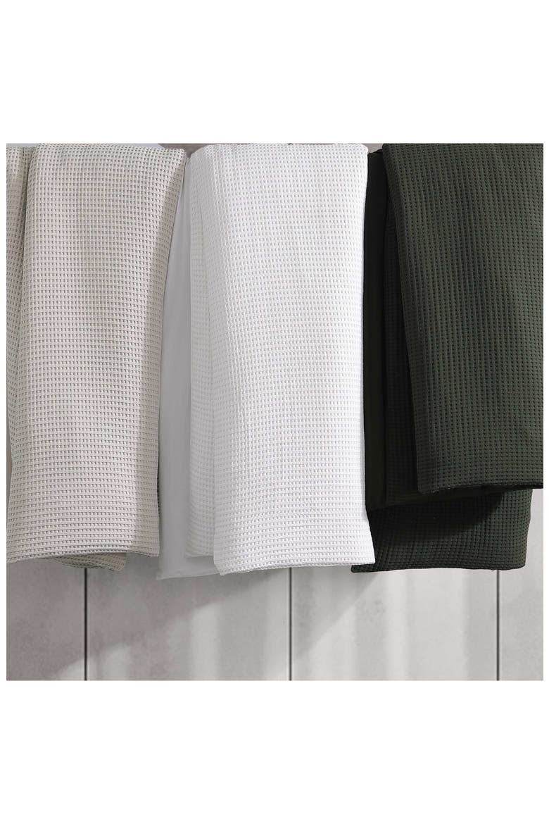 Solid Waffle Knit Duvet Cover & Sham Set, Alternate, color, DARK GREEN