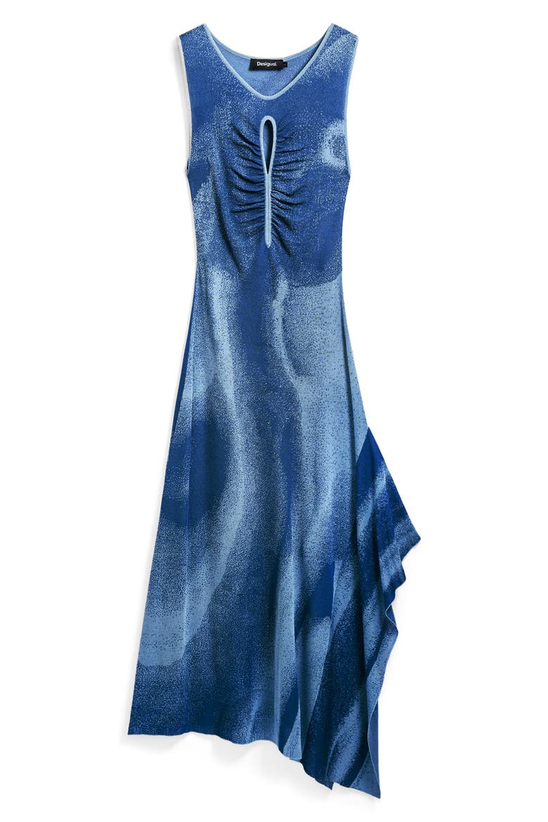 Asymmetric Knit Dress, Alternate, color, BLUE