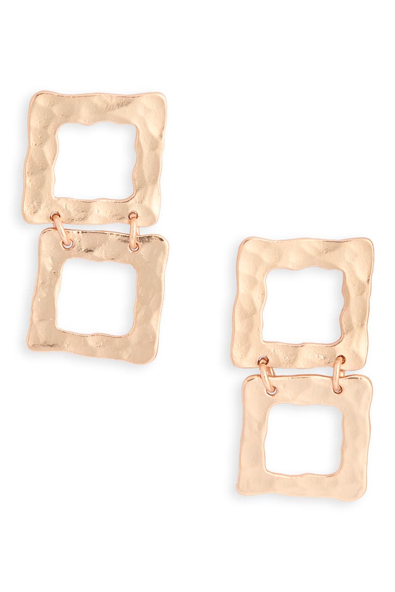 Two Tier Square Drop Earrings, Main, color, ROSE GOLD