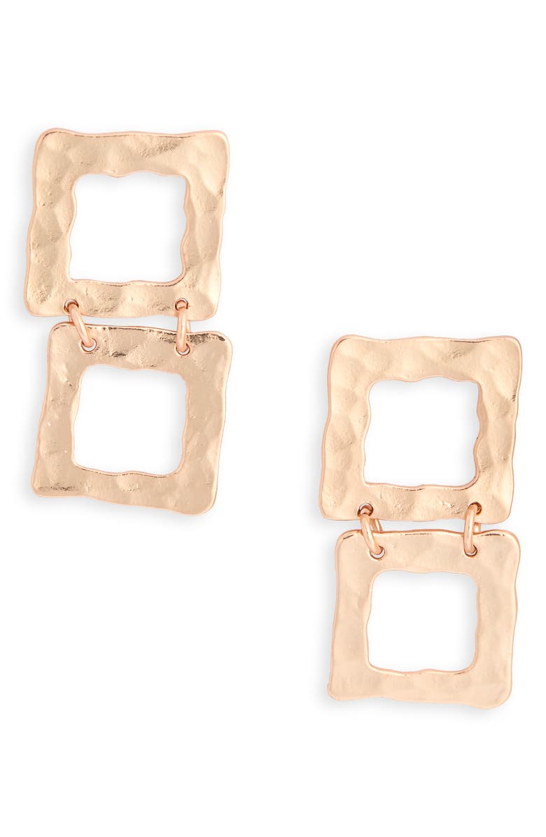 Karine Sultan Two Tier Square Drop Earrings, Main, color, Rose Gold
