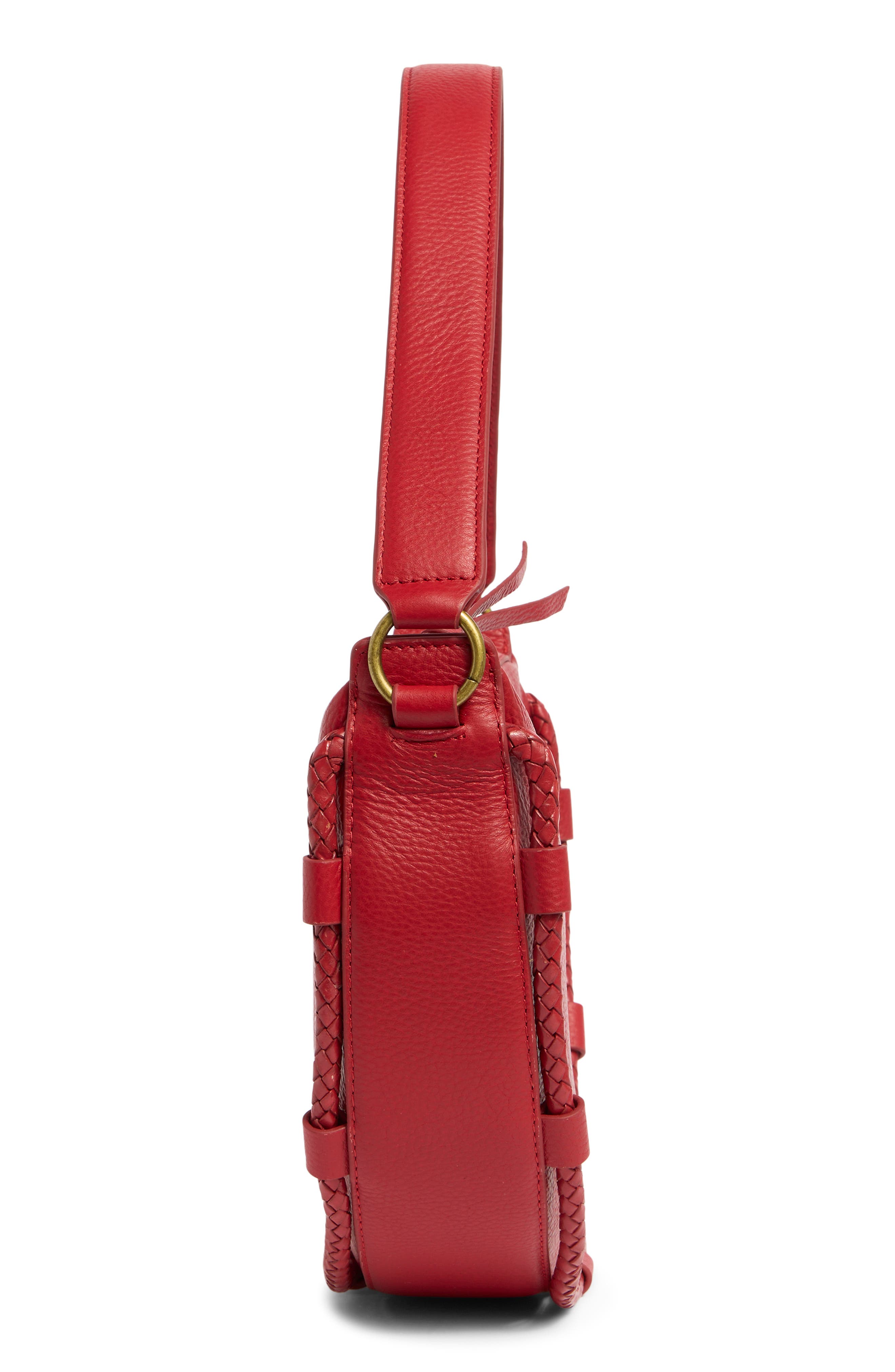 Zila Leather Shoulder Bag, Alternate, color, SALSA