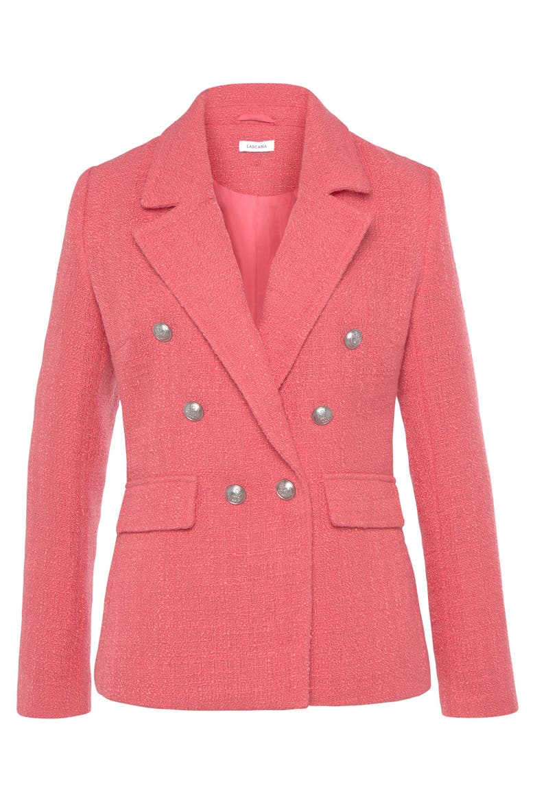 Double Breasted Boucle Blazer, Alternate, color, Coral