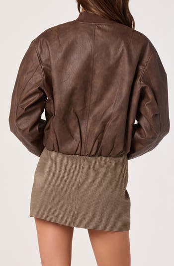 Faux Leather Bomber Jacket
