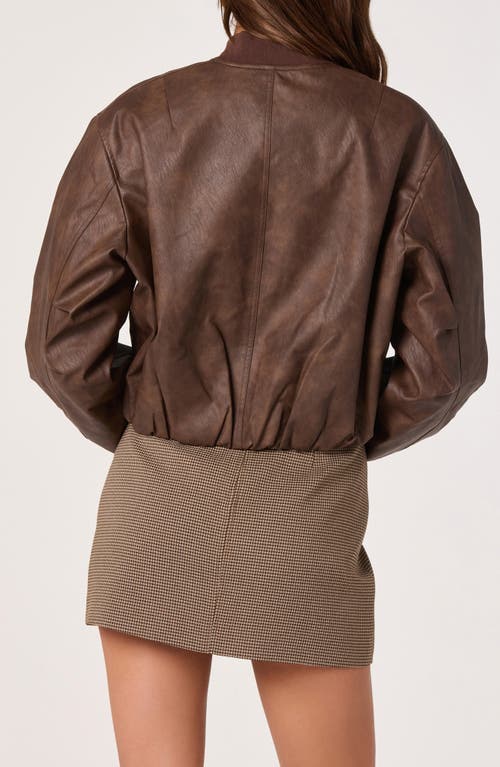 Astr The Label Faux Leather Bomber Jacket In Burgundy