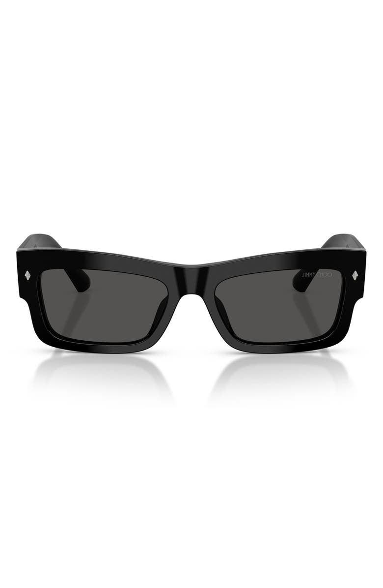 Jimmy Choo 53mm Rectangular Sunglasses, Main, color, Black / Dark Grey