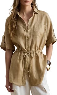 Lauren Ralph Lauren Linen Roll-Tab Sleeve Tunic