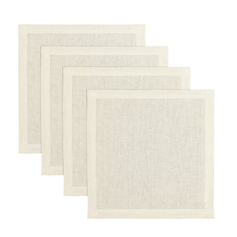 Linen Square Placemats Set of 4, 14 x 14 Inch for Dining Table, Holiday and Everyday Table Decor - Fete