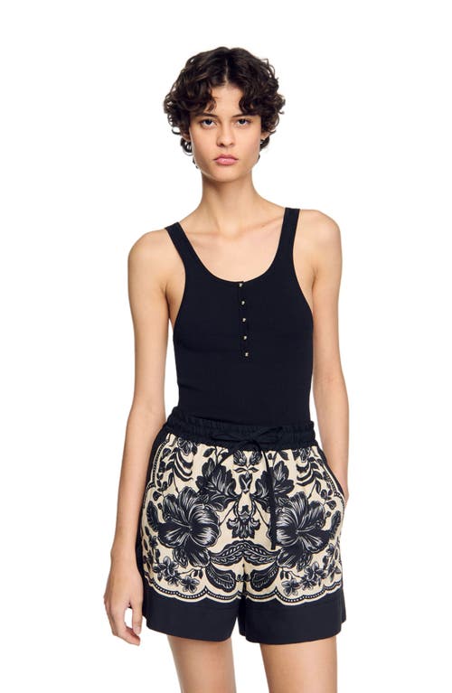 Sandro Grenat Buttoned Tank Top In Black