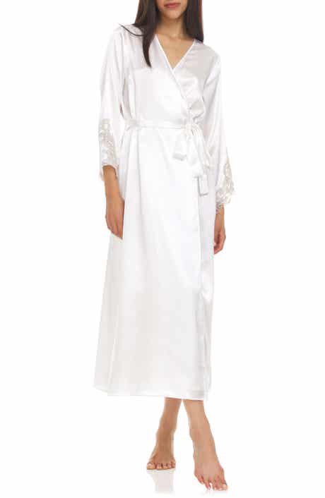 Stella Belted Lace Trim Satin Robe