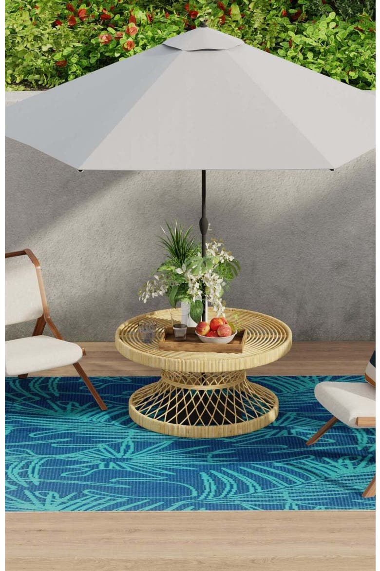 Palm Leaf Deep Turquoise, Alternate, color, blue and turquoise