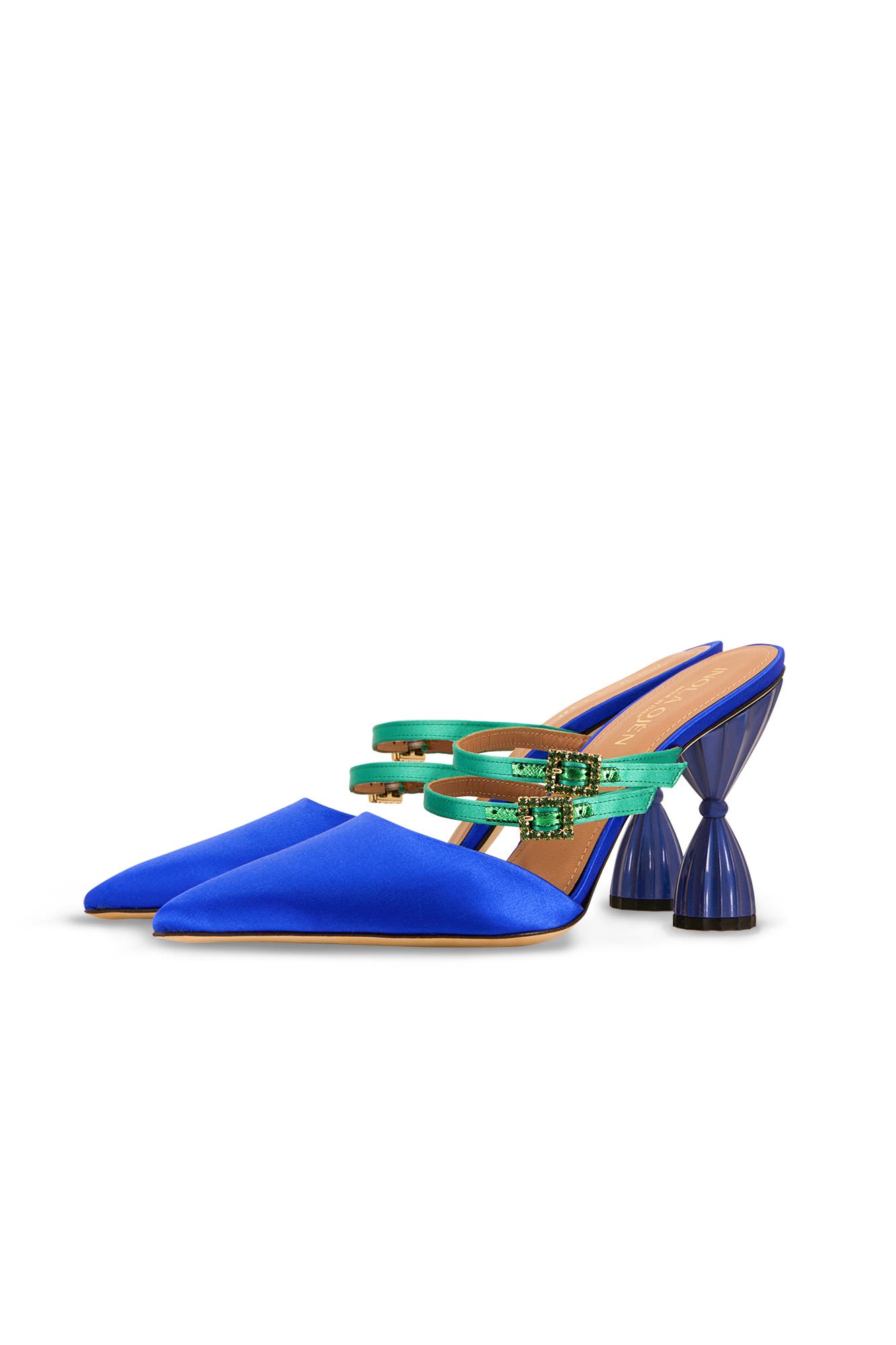INOLA OJÉN Lolita Pointy Toe Crystal Mule, Alternate, color, Peacock