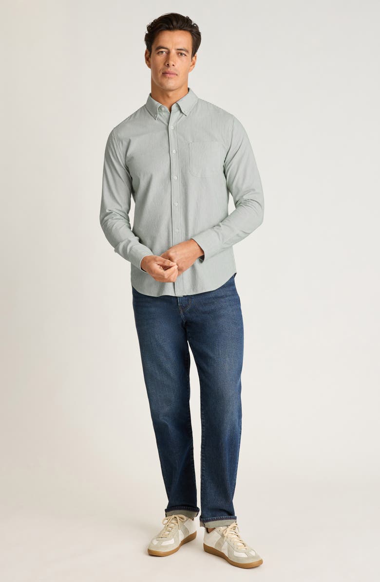 Bonobos Everyday Slim Fit Striped Cotton Seersucker Shirt, Alternate, color, Olive Stripe Seersucker