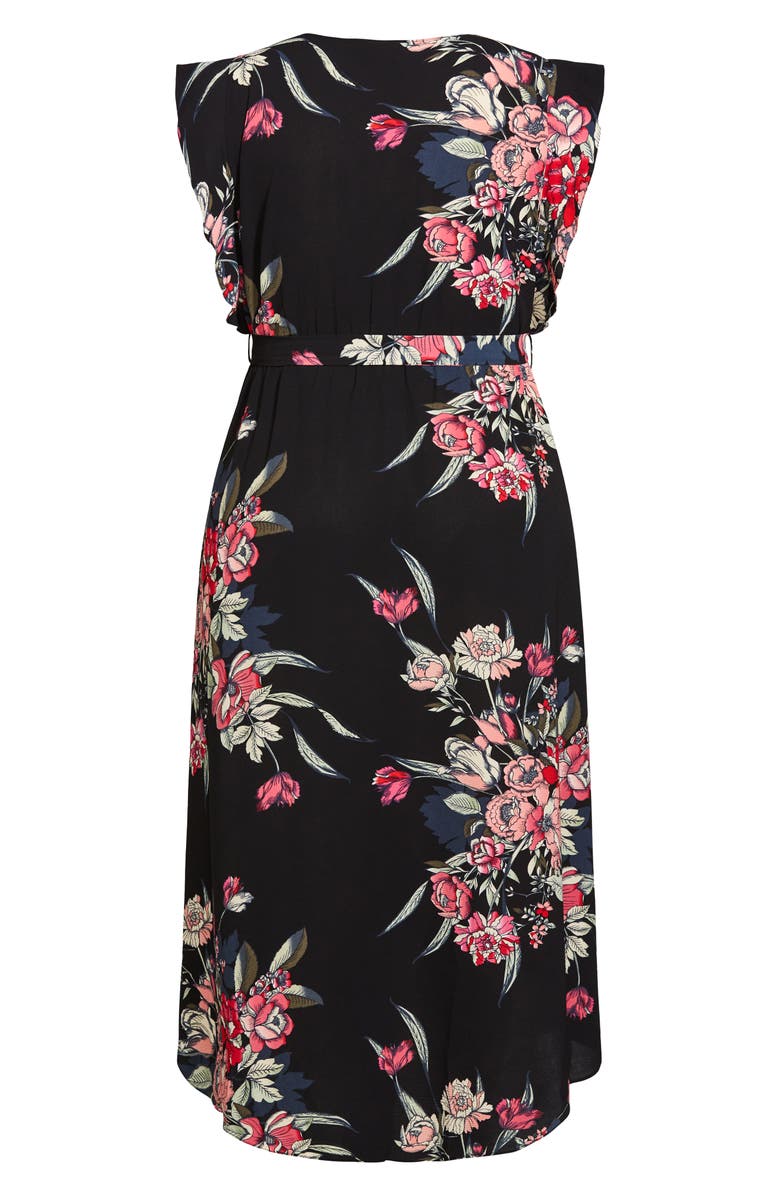 City Chic Floral Short Sleeve High-Low Dress, Alternate, color, Misty Floral