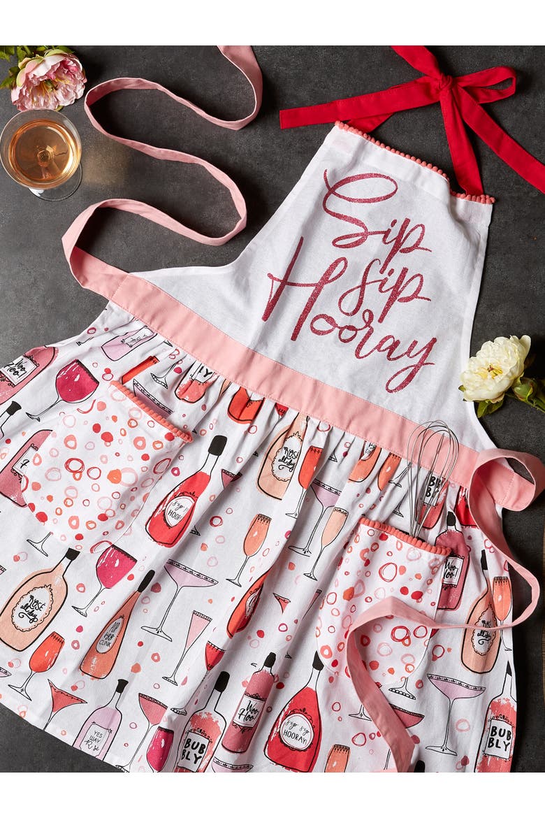 Sip Sip Hooray Skirt Apron, Alternate, color, Sip Sip Hooray