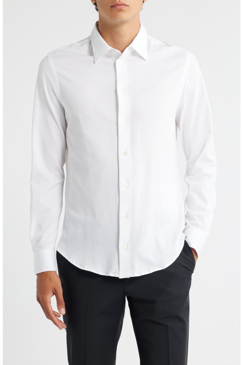 Cotton Button-Up Shirt, Main, color, SOLID WHITE