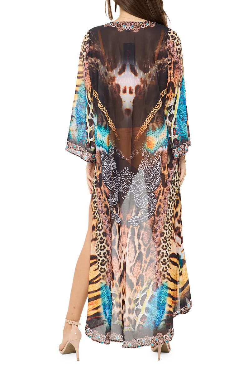 RANEES Black Animal Duster, Alternate, color, Black