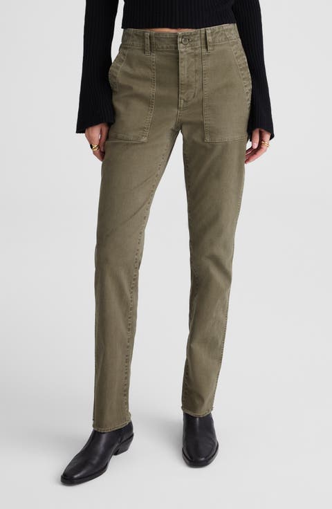 Garment Dyed Slim Straight Leg Utility Pants