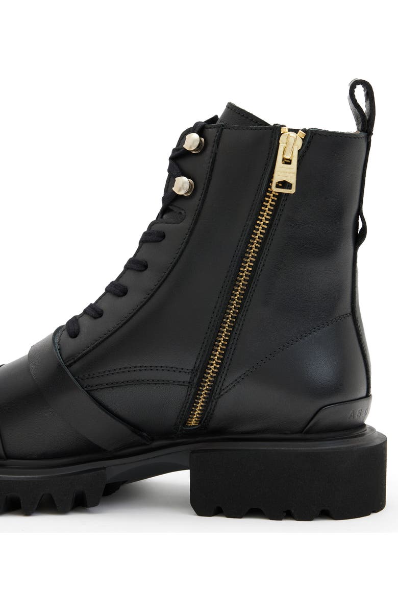 AllSaints Tori Lug Sole Combat Boot, Alternate, color, Black/ Warm Brass