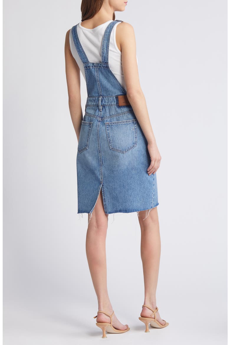 Midi Denim Overall Dress, Alternate, color, MEDIUM WASH