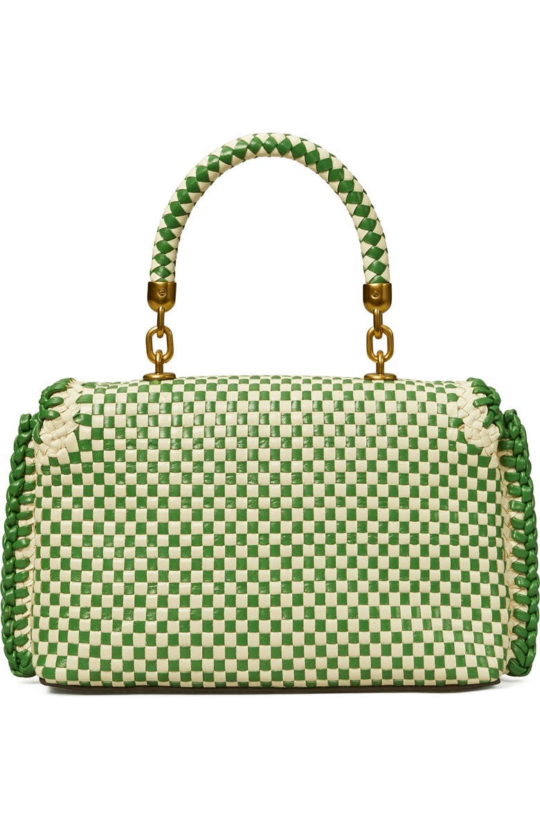Tory Burch Mini Kira Woven Leather Top Handle Bag, Alternate, color,