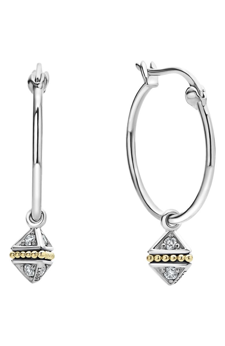 LAGOS KSL Diamond Pyramid Charm Hoop Earrings, Alternate, color,