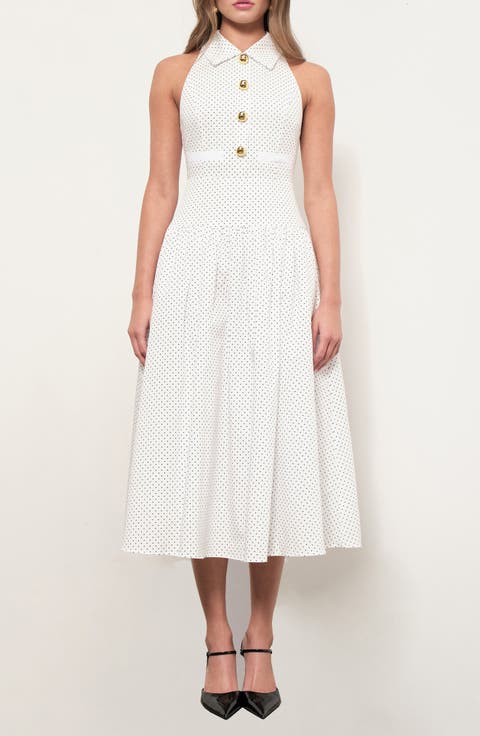 Davina Polka Dot Fit & Flare Midi Dress