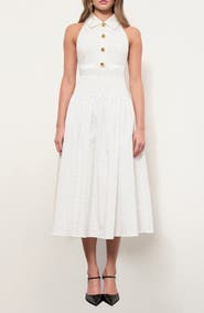 MAUDE CLUB Davina Polka Dot Fit & Flare Midi Dress