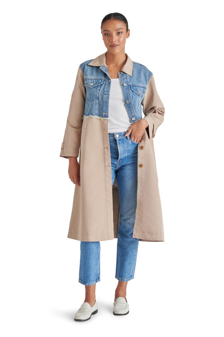 Soraya Mixed Media Coat, Alternate, color, DENIM MULTI