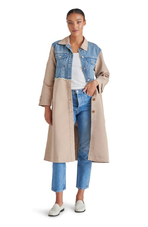 Steve Madden Soraya Mixed Media Coat In Denim Multi