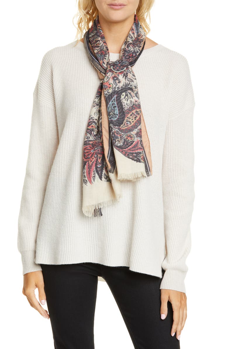 Etro Calcutta Paisley Swirl Cashmere & Silk Scarf, Alternate, color, 
