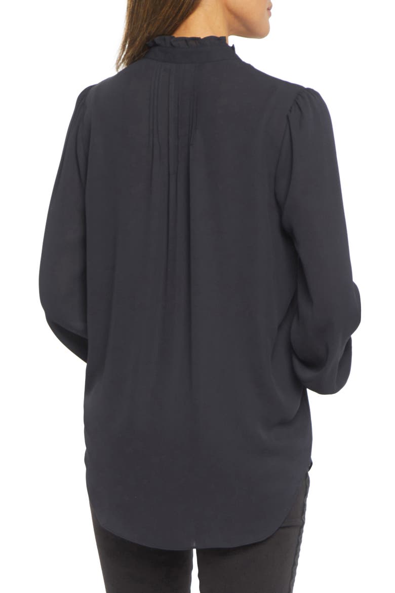 Pleated Yoke Long Sleeve Peasant Blouse, Alternate, color, BLACK