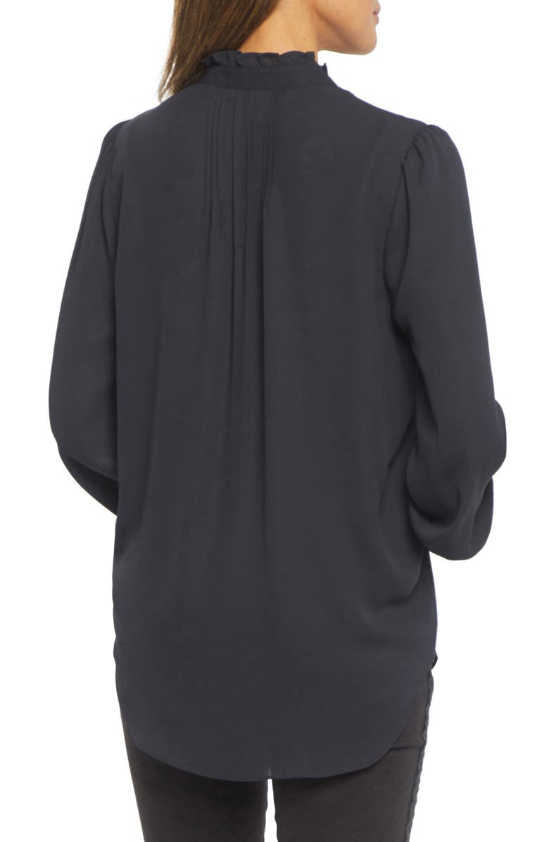 NYDJ Pleated Yoke Long Sleeve Peasant Blouse, Alternate, color, Black