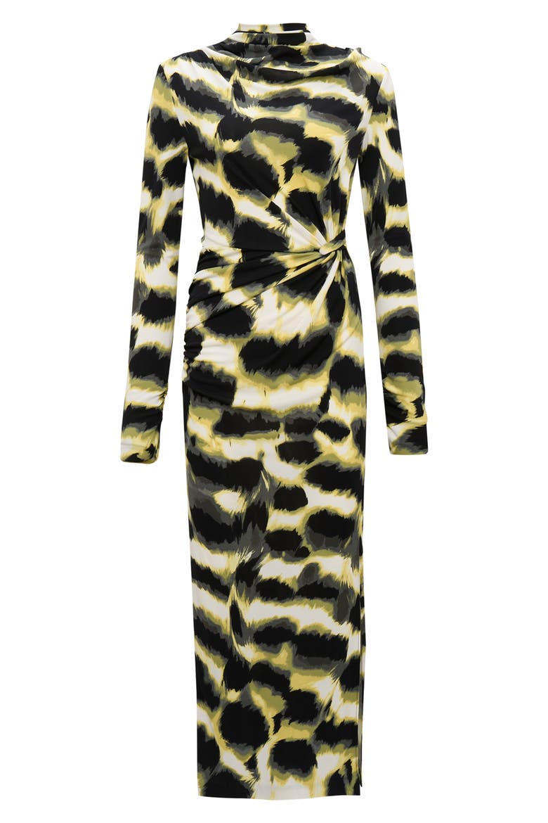 Sonja Print Long Sleeve Midi Dress, Alternate, color, WILD THING SHADOW GREEN LG