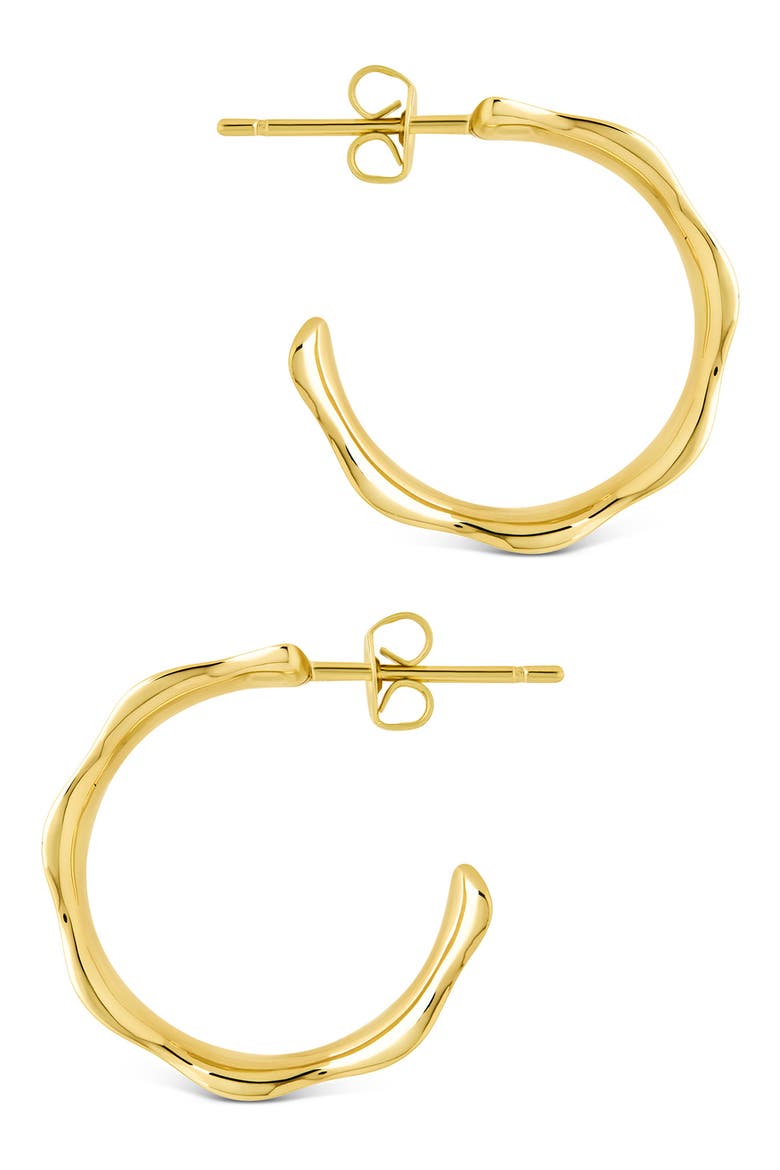 Jemma Molten Scalloped Hoop Earrings, Alternate, color, GOLD