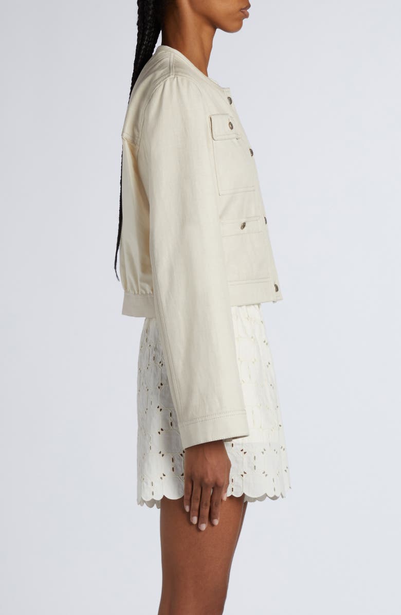 Moncler Chatel Button Sleeve Crop Jacket, Alternate, color, 