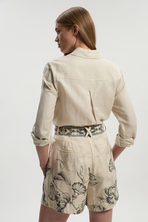 Karen Millen Placed Print Short With Belt In Brown