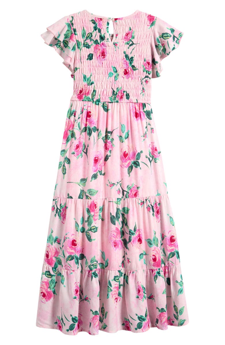 Ava & Yelly Kids' Chiffon Smocked Ruffle Maxi Dress, Alternate, color, Rose