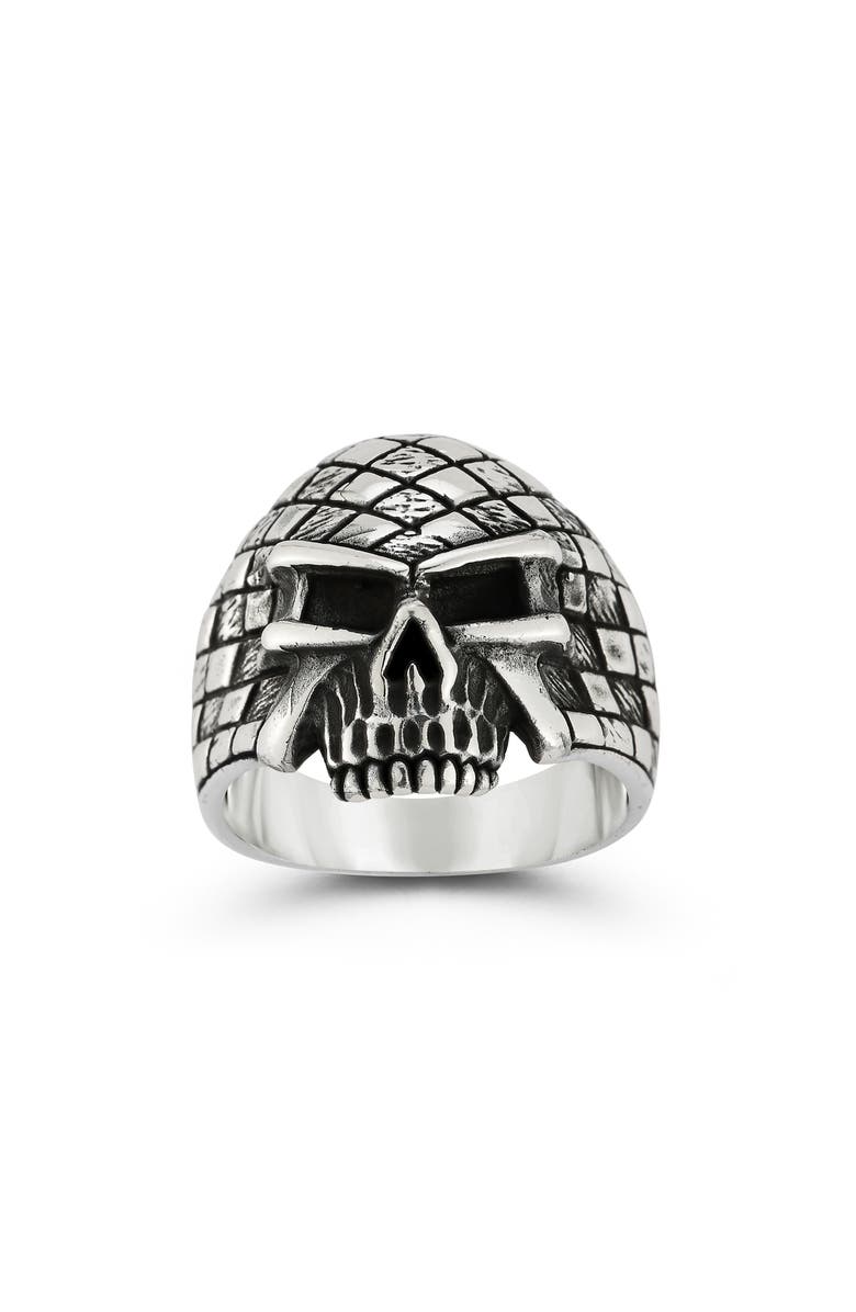 Yield of Men Sterling Silver Oxidized Skull Ring, Alternate, color, Silver