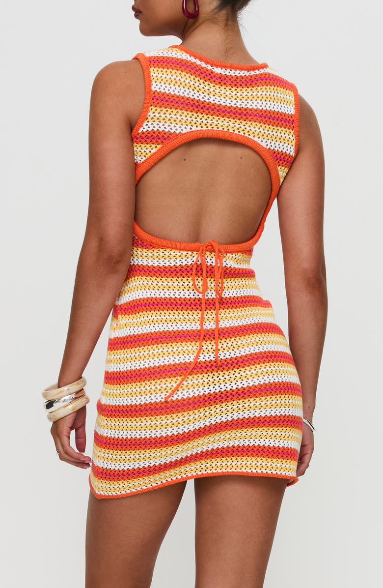 Princess Polly Oxygen Stripe Open Stitch Cutout Minidress, Alternate, color, Orange Stripe