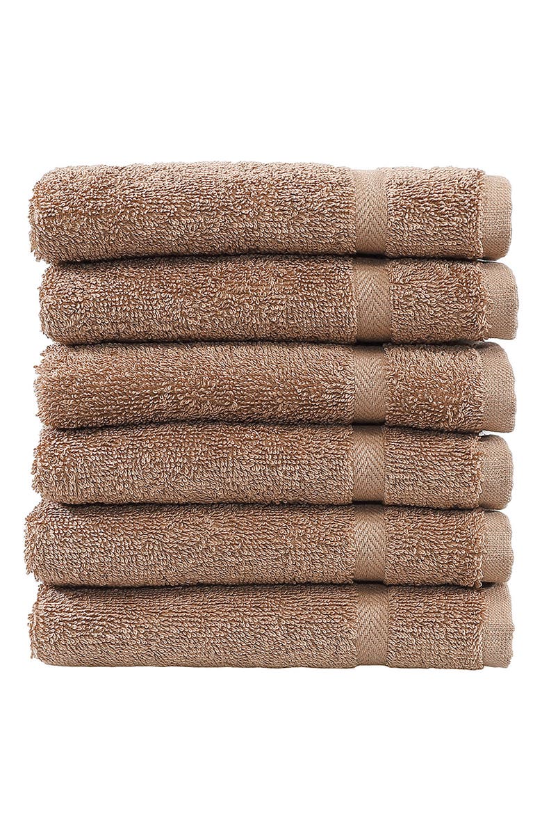 Linum Home Textiles Turkish Cotton Washcloth - Set of 6, Alternate, color, Latte