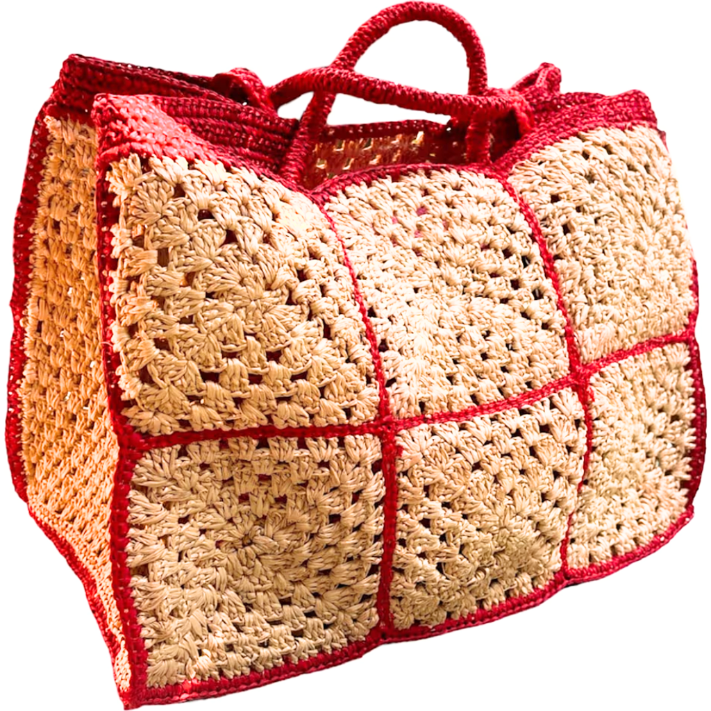 Zanatany Concepts Carrey Raffia Tote Bag in Red  product